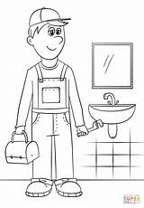 Plumber Coloring Pages Professions Printable Drawing Community Helpers Work Supercoloring Categories sketch template