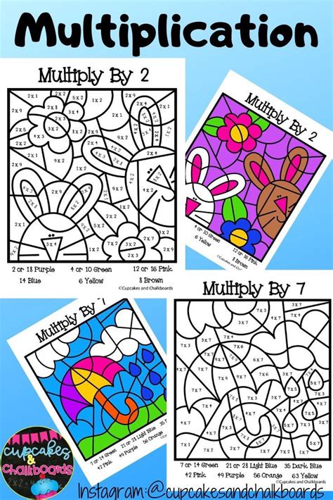printable multiplication facts color  number worksheets spring