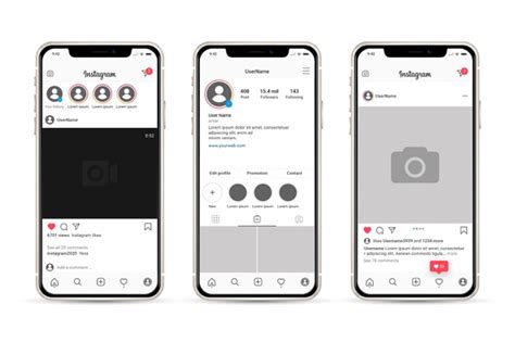 Instagram Profile Interface Template With Mobile Phone