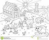 Animali Landscape Rurale Adulti Paesaggio Allevamento Farm Coloritura Zentangle Ferme Paysage Vettore Adultes Trame Coloration Televisivo Quadro Cavalli sketch template