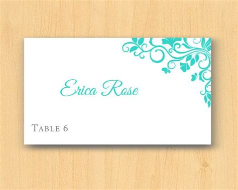 printable diy  wedding place card turquoise  digidigi erica rose