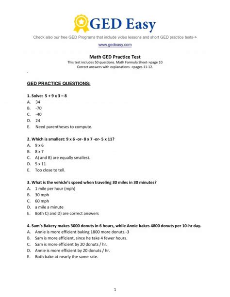 printable ged math word problems worksheets prep db excelcom