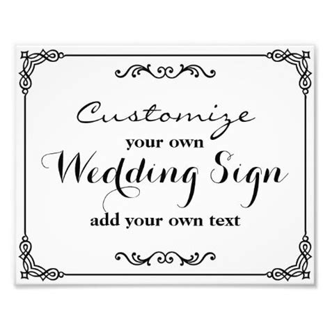 black white customize   wedding sign zazzlecom