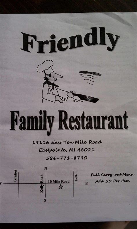 friendly family diner menu menu restauracji friendly family diner
