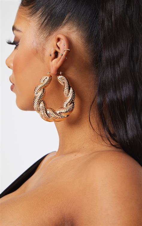 gold creole large hoop earrings accessories prettylittlething aus