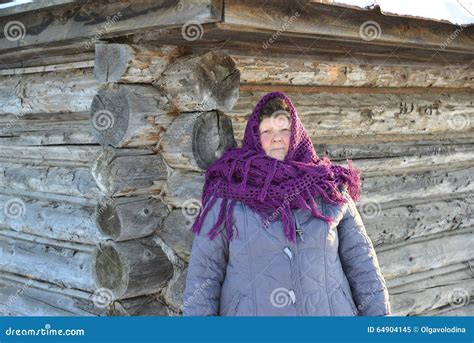 The Russian Woman In Shawl Warms Hands Near An Stock Image Image Of