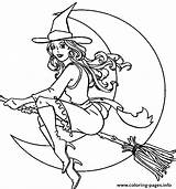 Coloring Witch Pages Halloween Kids Printable Fun Adult Witches Sheets Color Print Adults Colouring Realistic Printables Para Fairy Broom Beautiful sketch template