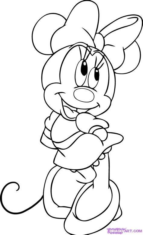 draw minnie mouse step  step disney characters cartoons