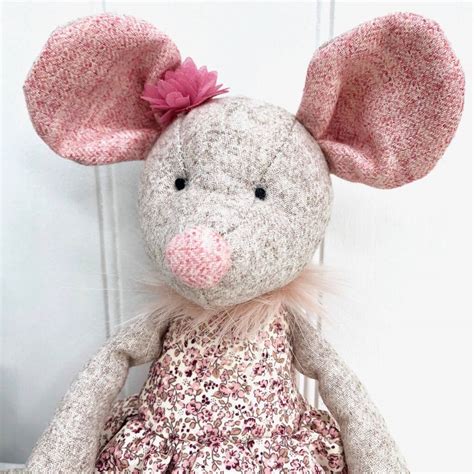 personalised tweed toy mouse  pink pineapple home gifts