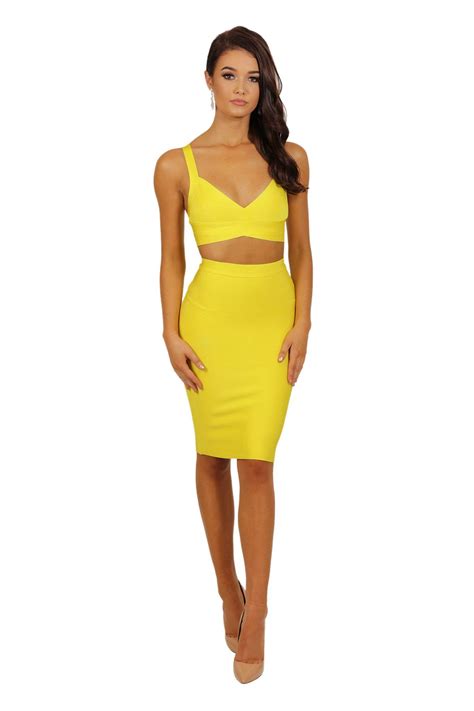 Ariana Two Piece Dress In Yellow Noodz Boutique