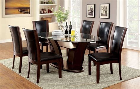 manhattan  dark cherry oval pedestal dining room set  furniture  america cmot table