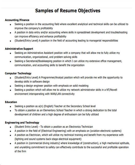 generic resume objectives  ms word