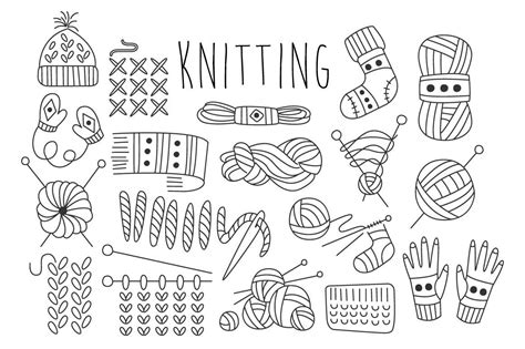 knitting vector hand drawn bullet journal knitting   draw hands