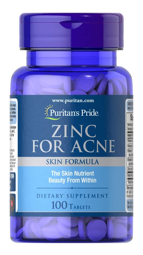 zinc  acne skin formula  tablets puritans pride