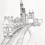 Chicago Skyline Drawing City Philadelphia Vegas Pen Las Getdrawings Drawn Dallas Train sketch template