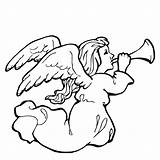 Angels Blowing Christmas Kids Coloring Trumpets Pages Little Para sketch template