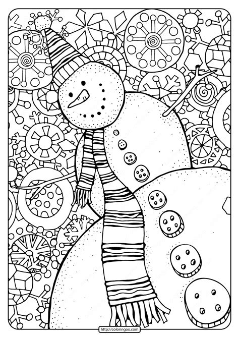 happy snowman  snowflakes  coloring page