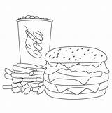 Burger Coloring Fries Cola Potatoes Pages Top sketch template