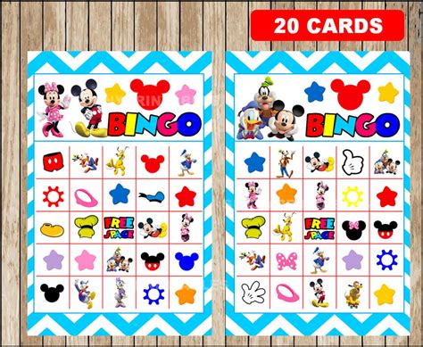 printable  mickey mouse bingo cards printable mickey mouse etsy