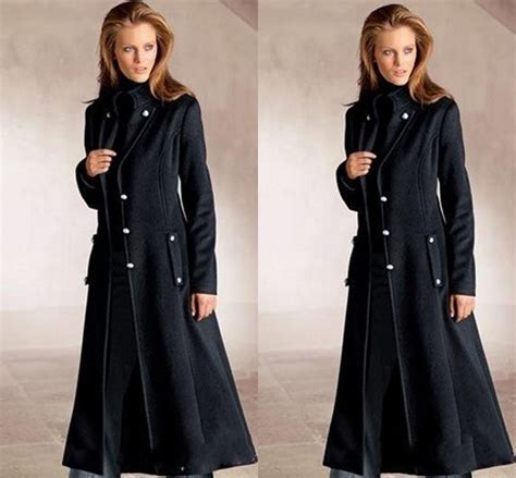 new womens dust coat full length slim fit wool trench jacket outwear parka s m l new trench