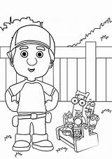 Manny Handy Coloring Taking Friends Parentune Print Child sketch template