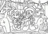 Coloring Christmas Mickey Minnie Pages Disney Popular sketch template