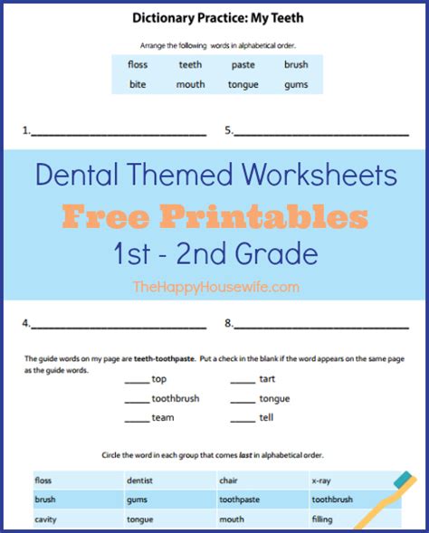 dental themed worksheets  printables  happy housewife