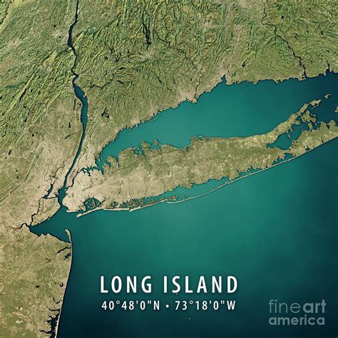 New York Long Island 3d Render Satellite View Topographic
