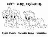 Coloring Cutie Mark Crusaders Pony Pages Little Scootaloo Sweetie Apple Bloom Bell Color Sheets Mane Printable Royal Wedding sketch template