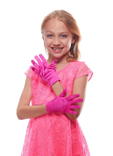 elegant ingenue girl s satin wrist length gloves