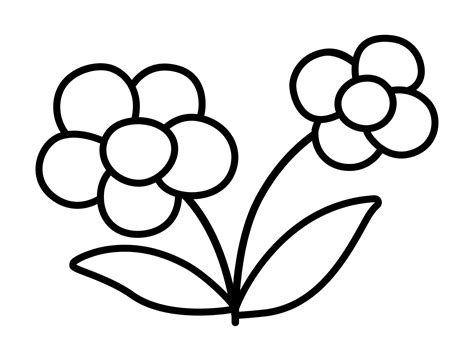 vector simple black  white flower icon  blooming plant outline