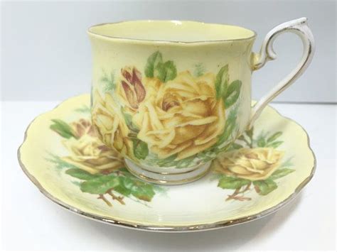Royal Albert Tea Cup And Saucer Yellow Rose Cup Antique