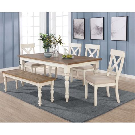 prato  piece dining table set  cross  chairs  bench