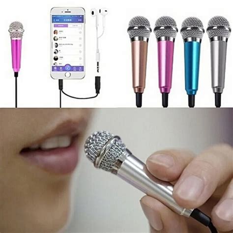 mini mic portable microphone stereo karaoke sound record mm plug  iphone android
