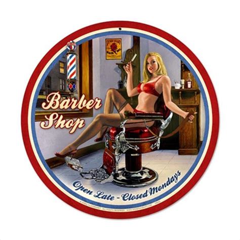 Past Time Signs Hb062 Barber Shop Pin Up Girl Tin Metal Sign