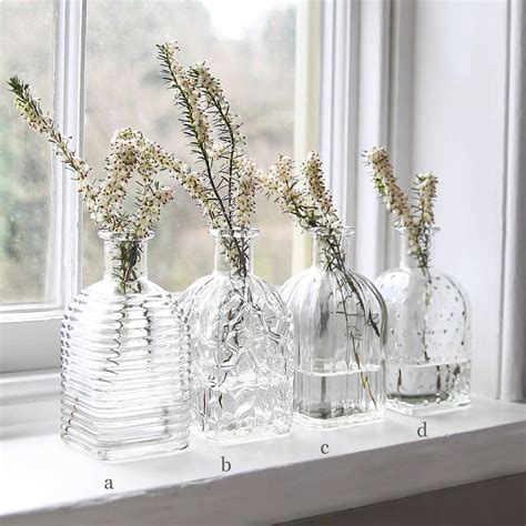 Small Glass Vase In An Assortment Of Patterns Clear Little Glass Bottle