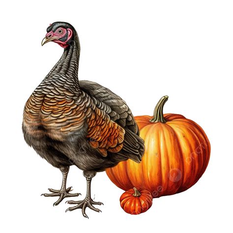 thanksgiving day turkey bird standing  pumpkin turkey bird