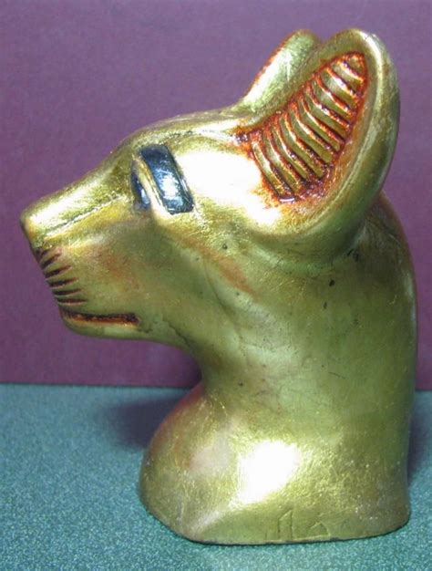 Small Egyptian Cat God Bast Head Bust Metallic Hand