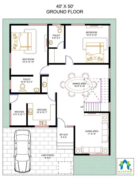 floor plan     feet plot  bhk  square feet sq yards ghar  happho