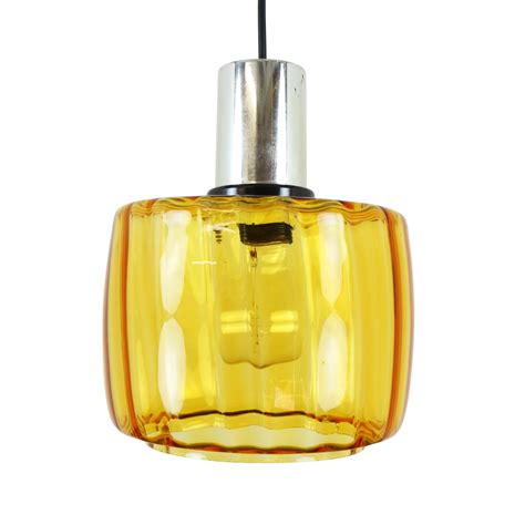 vintage amber yellow glass pendant light