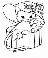 Cat Coloring Pages Hat Printable Kids sketch template