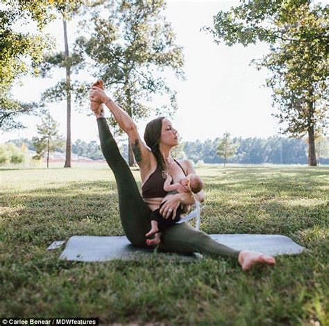 The Multi Tasking Mum Mother Breastfeeds Her Two Year Old While Doing Yoga
