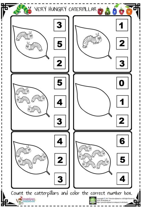 caterpillar counting worksheet math activities preschool caterpillar