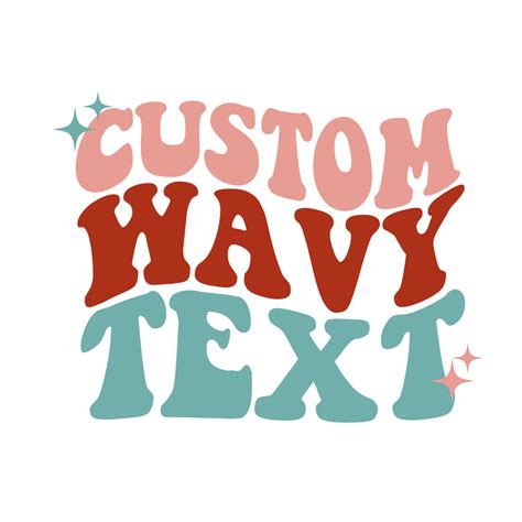 words custom wave text   red blue  pink letters  stars