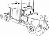 Truck Coloring Peterbilt Pages Trailer Semi Outline Drawing Old Kenworth 379 Trucks Printable Trailers Drawings Cabover Long Colouring Color W900 sketch template