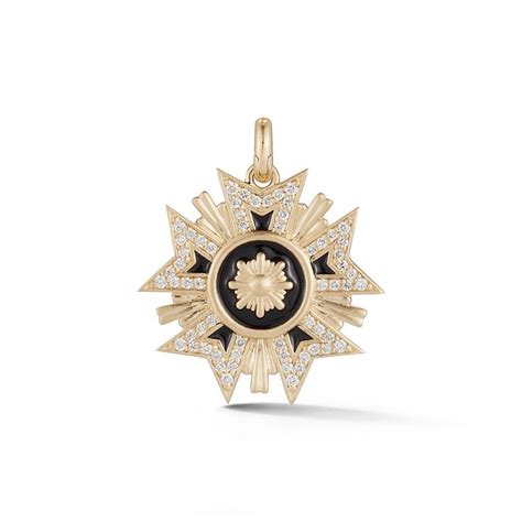 gold white diamond black enamel military emblem charm