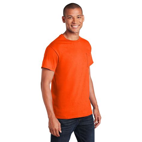 gildan  ultra cotton  shirt  pocket  orange full source