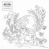 Mushroom Adult Embroidery Coloring Mushrooms Pages Zentangle Vintage Colouring Choose Board sketch template