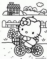 Kitty Coloring Hello Pages Riding Bicycle Ef46 Printable Print Color Bike Prints Halloween Activity sketch template