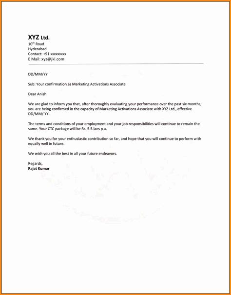 employee confirmation letter format  word coverletterpedia gambaran